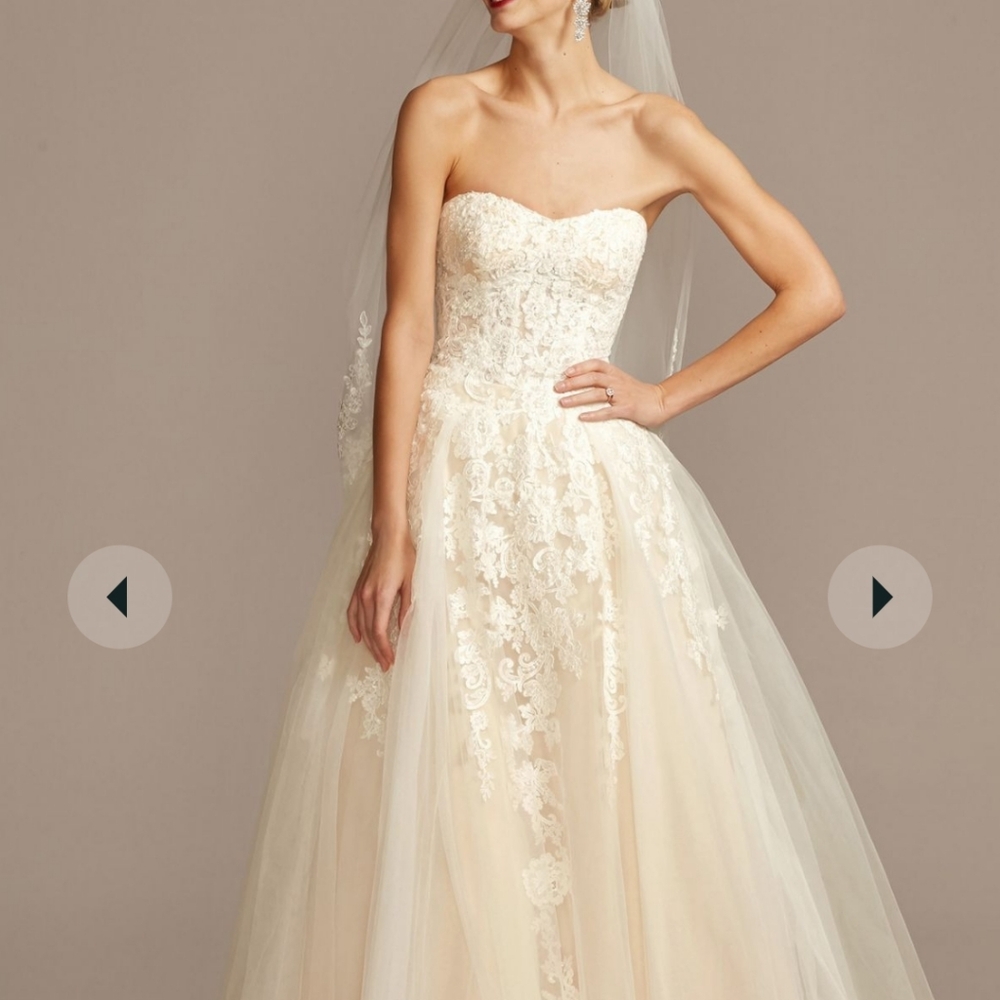 DAVID'S BRIDAL COLLECTION size 8 sheer lace and tulle ball gown wedding dress